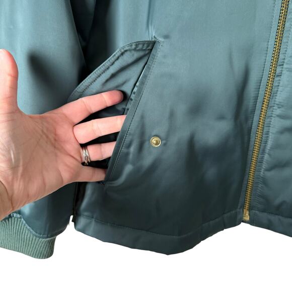 NWOT J.Crew‎ Green Bomber Jacket with Side Zips Quilted Lining, Size Small - Picture 12 of 16